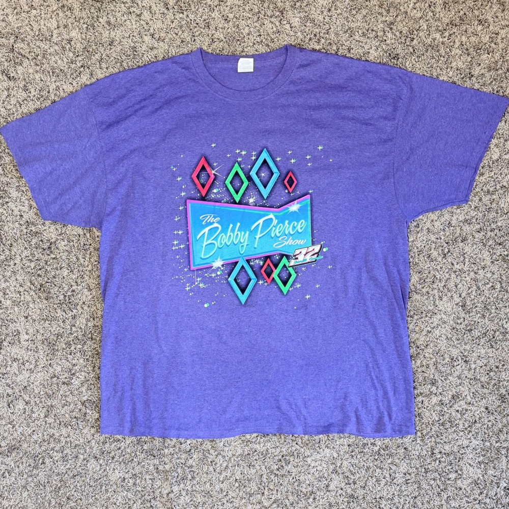 Bobby Pierce Racing Shirt Mens 3XL Purple Heather Short Sleeve Dirt Late Model